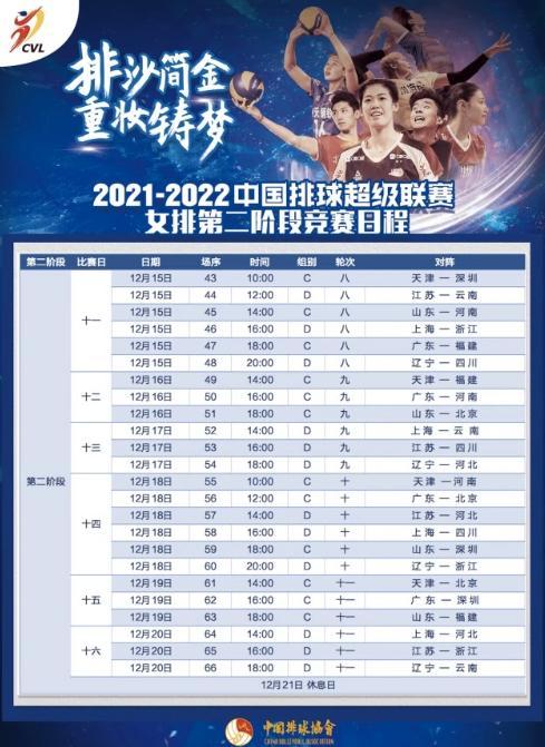 女排赛程时间表2022第二阶段